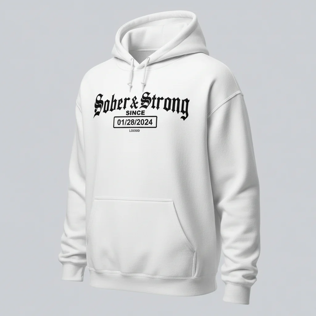 Recovery Hoodie | Women’s Old School Sober & Strong Hoodie with Custom Date - Image 35
