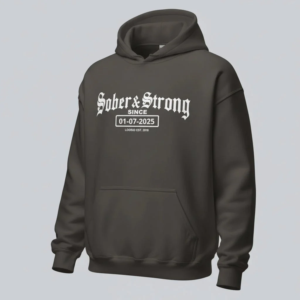 Recovery Hoodie | Women’s Old School Sober & Strong Hoodie with Custom Date - Image 39