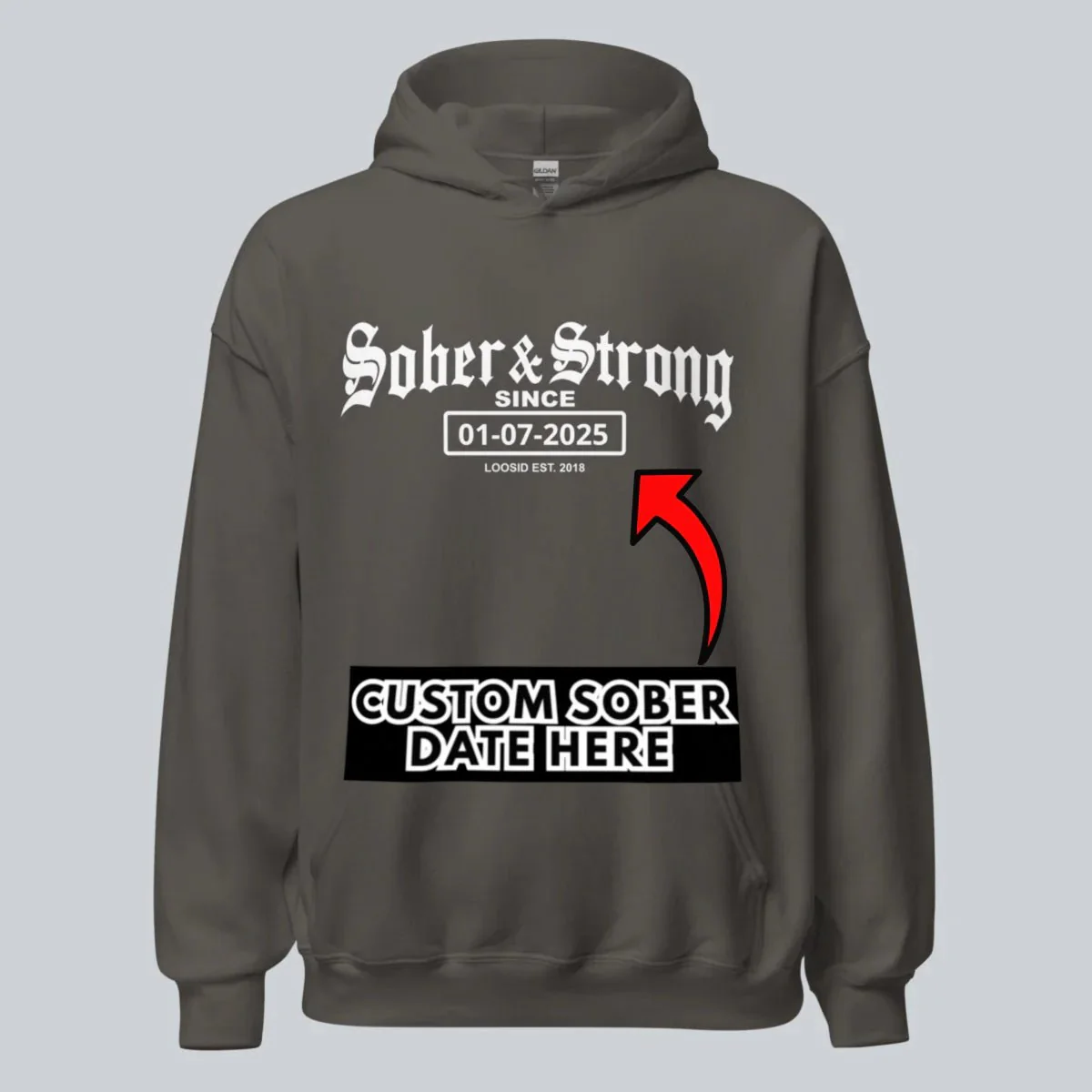 Recovery Hoodie | Women’s Old School Sober & Strong Hoodie with Custom Date - Image 40