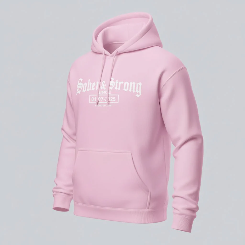 Recovery Hoodie | Women’s Old School Sober & Strong Hoodie with Custom Date - Image 45