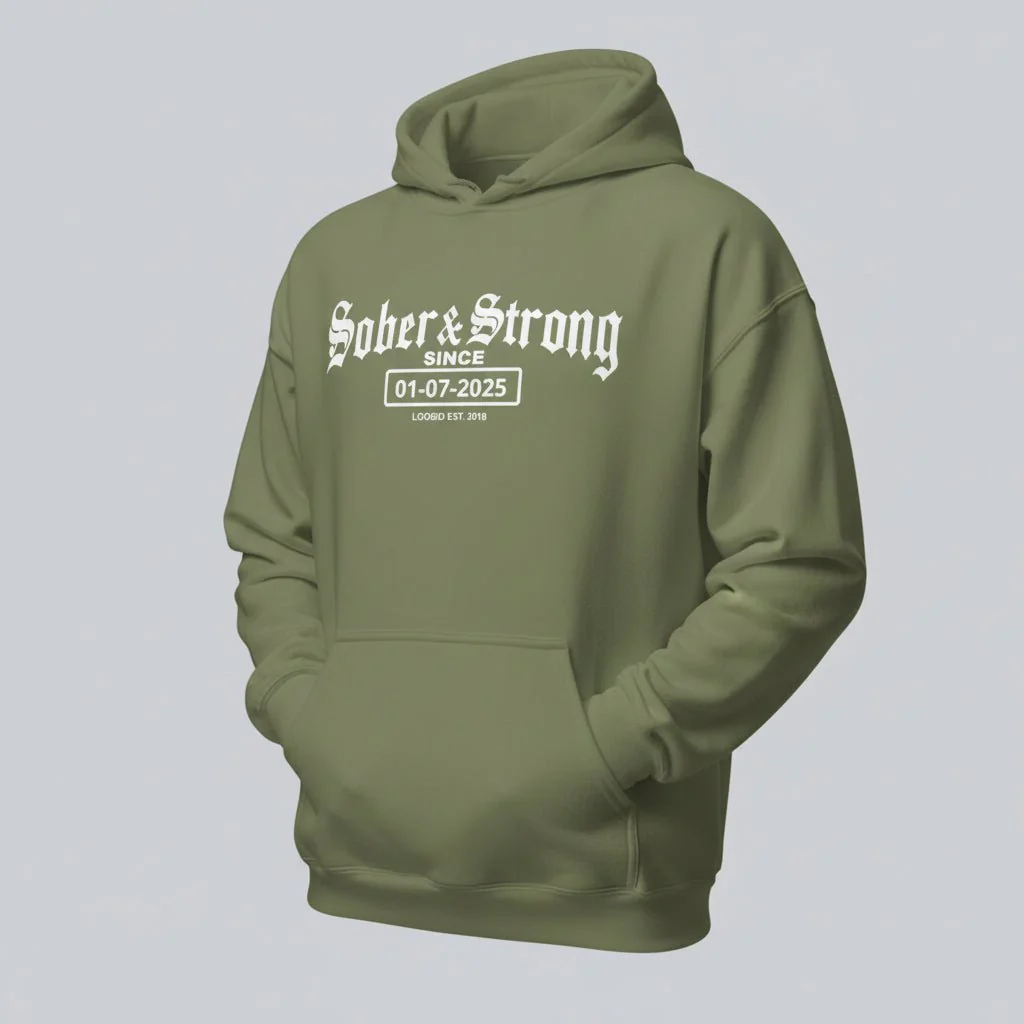 Recovery Hoodie | Women’s Old School Sober & Strong Hoodie with Custom Date - Image 50