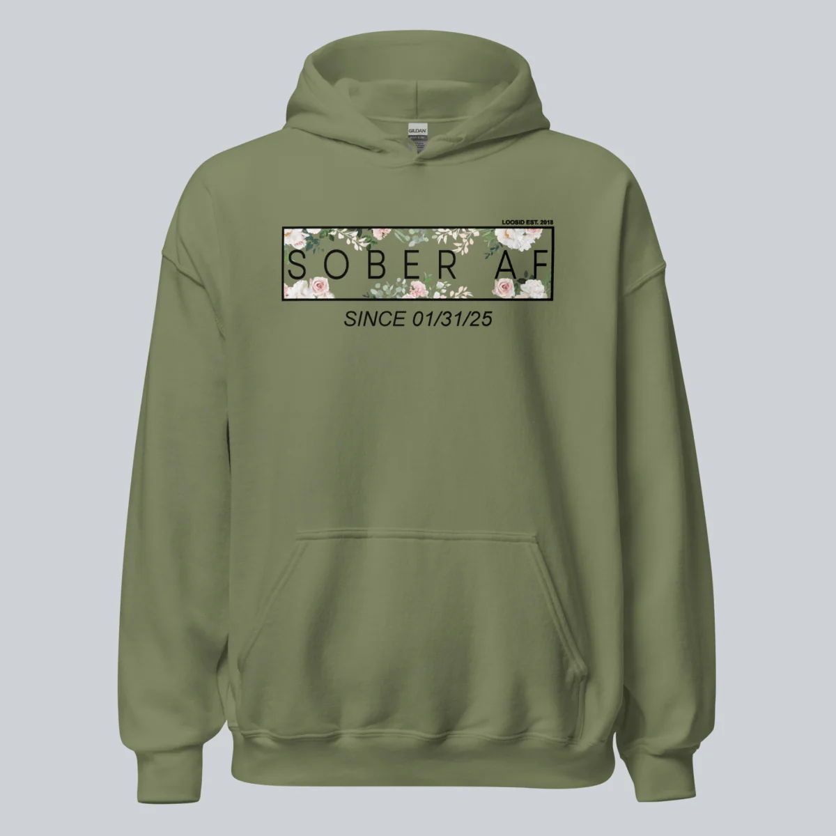 Recovery Hoodie | Women's Sober AF Flower Hoodie with Custom Date - Image 14