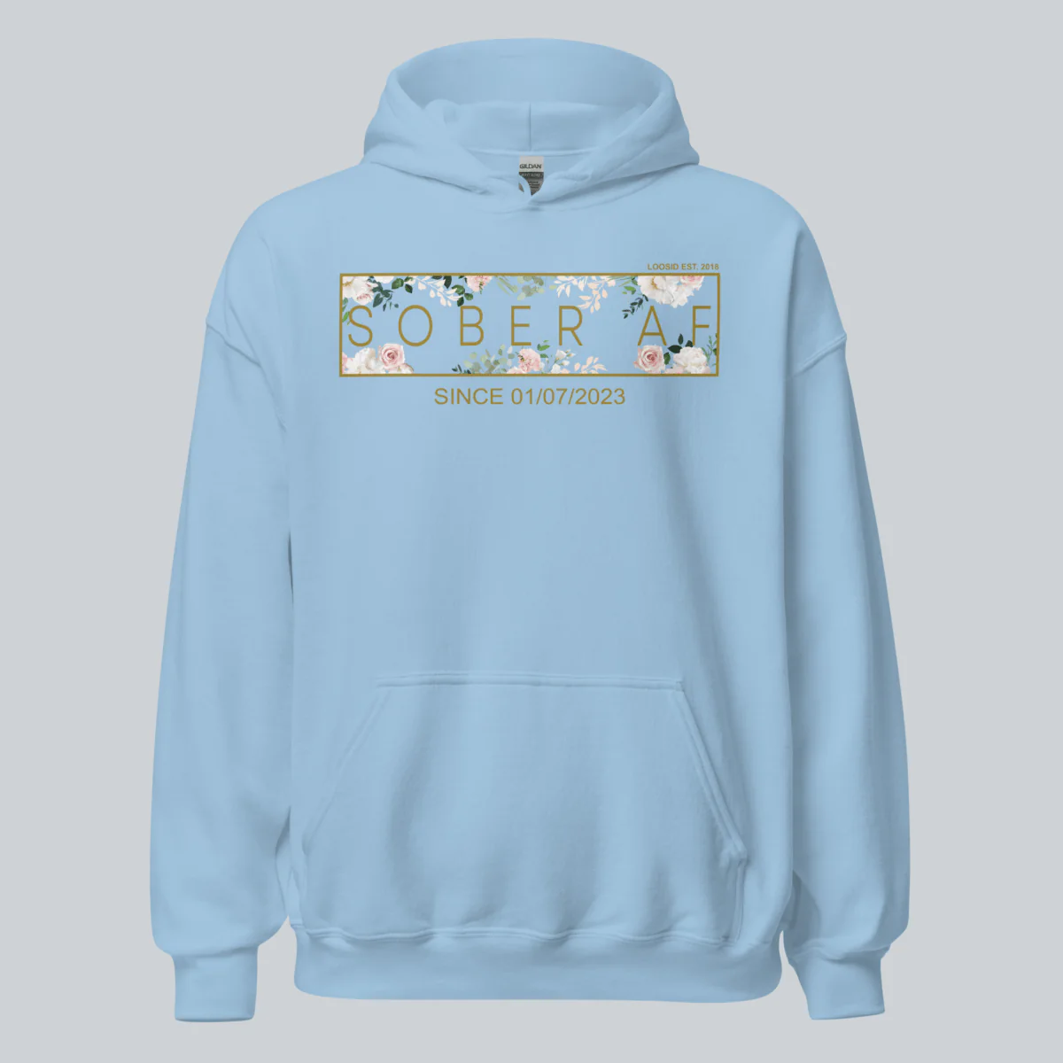 Recovery Hoodie | Women's Sober AF Flower Hoodie with Custom Date - Image 19