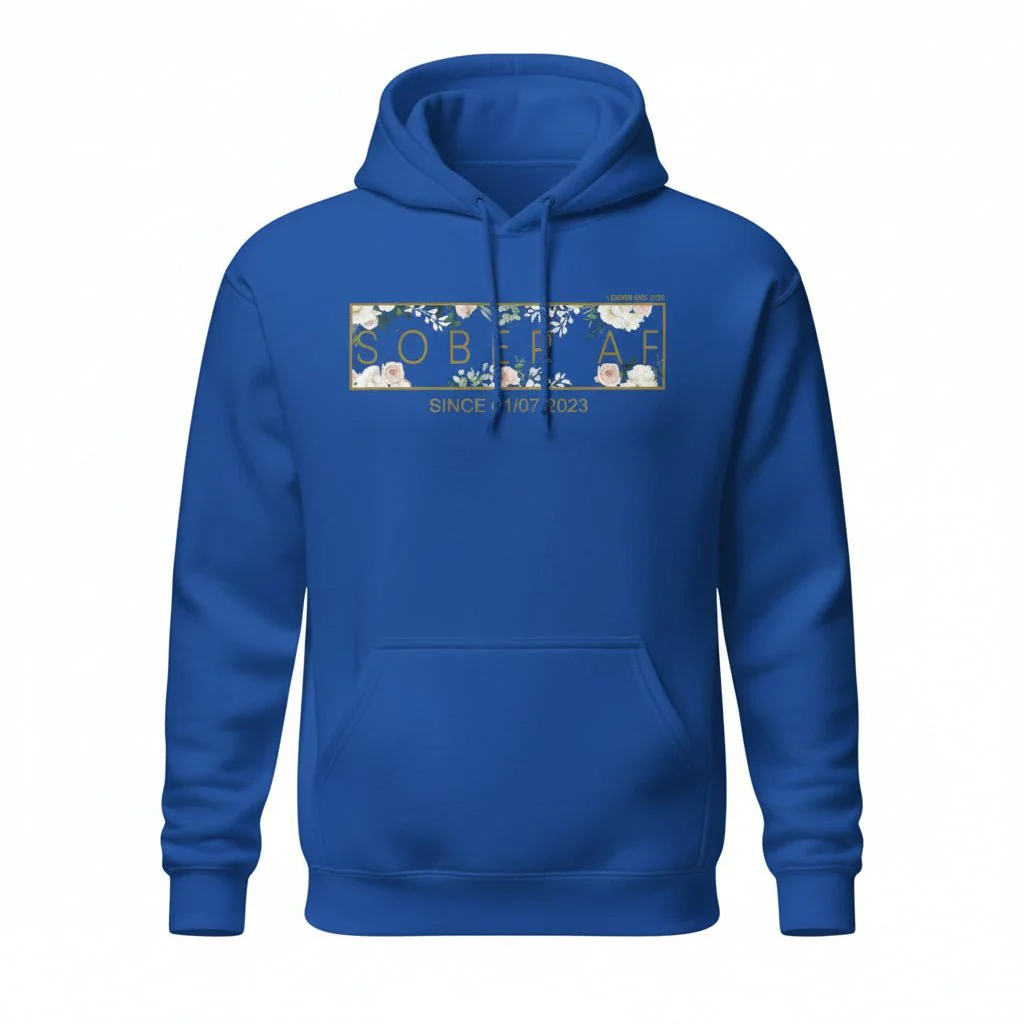 Recovery Hoodie | Women's Sober AF Flower Hoodie with Custom Date - Image 26