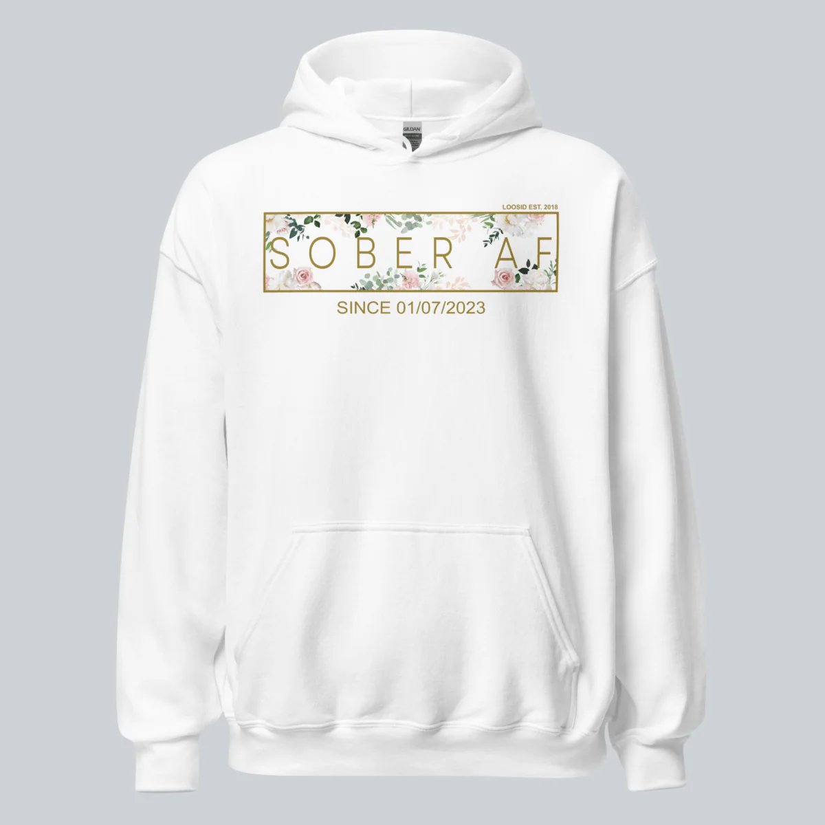 Recovery Hoodie | Women's Sober AF Flower Hoodie with Custom Date - Image 34