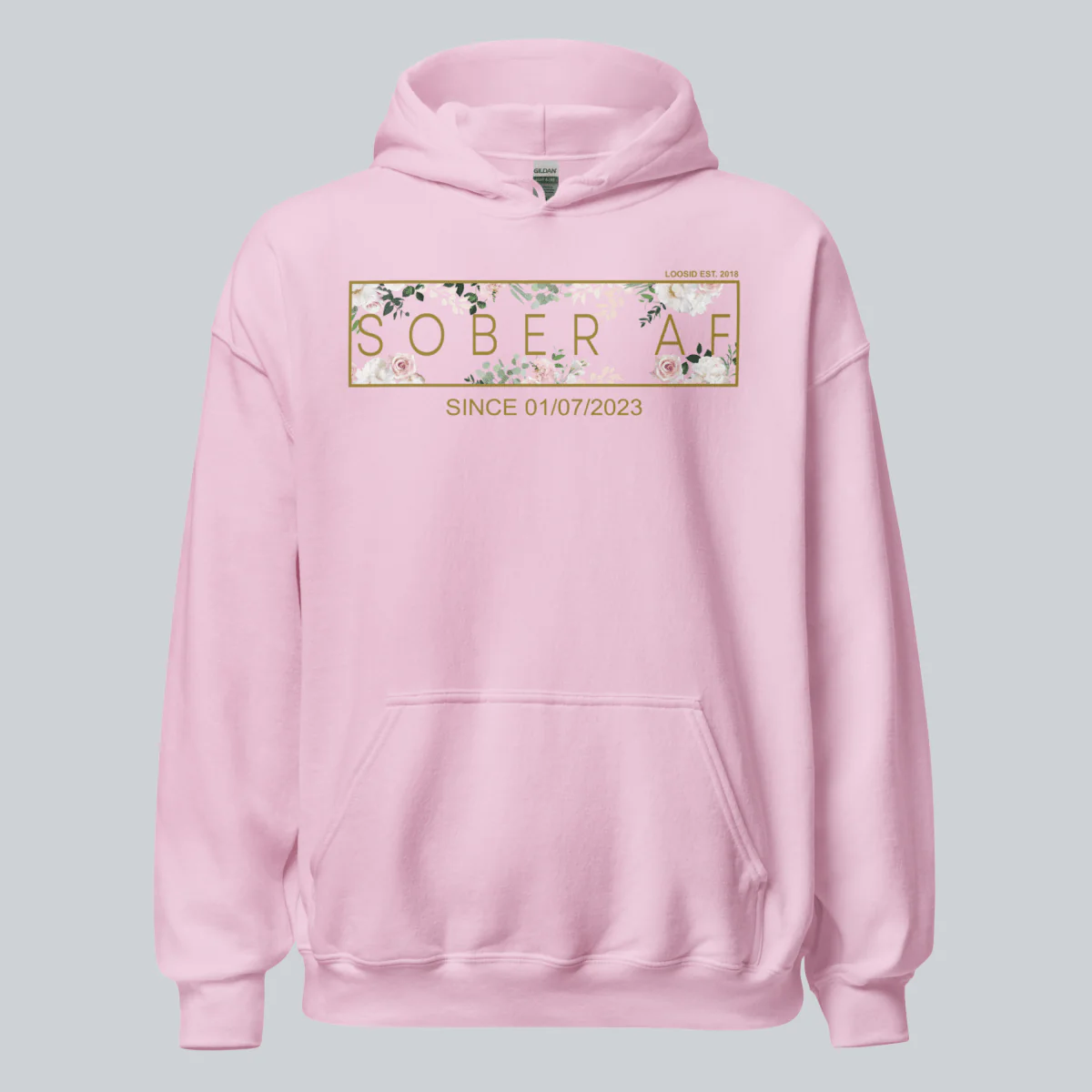 Recovery Hoodie | Women's Sober AF Flower Hoodie with Custom Date - Image 39