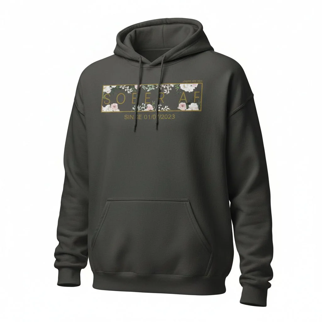 Recovery Hoodie | Women's Sober AF Flower Hoodie with Custom Date - Image 51