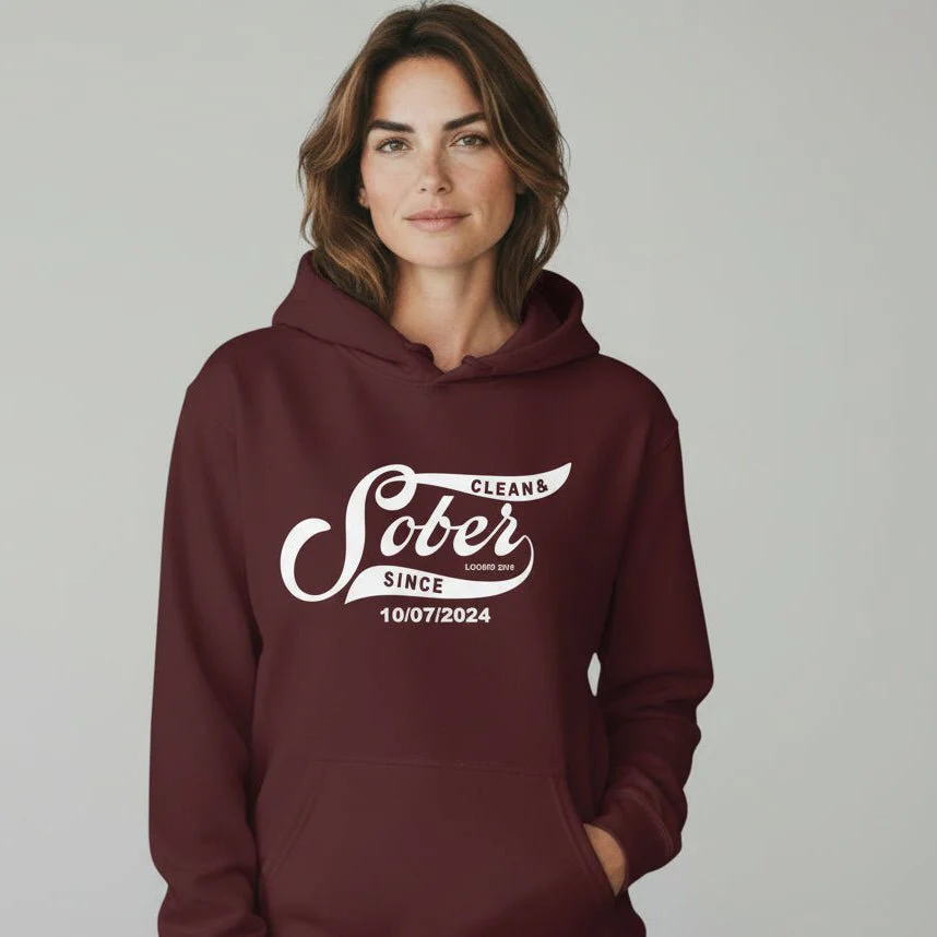 Recovery Hoodie | Women's Sober Since Hoodie with Custom Sober Date - Image 21