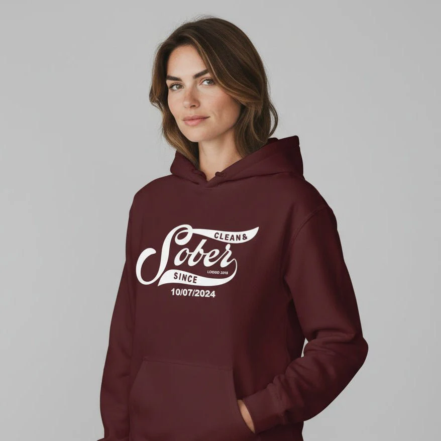 Recovery Hoodie | Women's Sober Since Hoodie with Custom Sober Date - Image 22