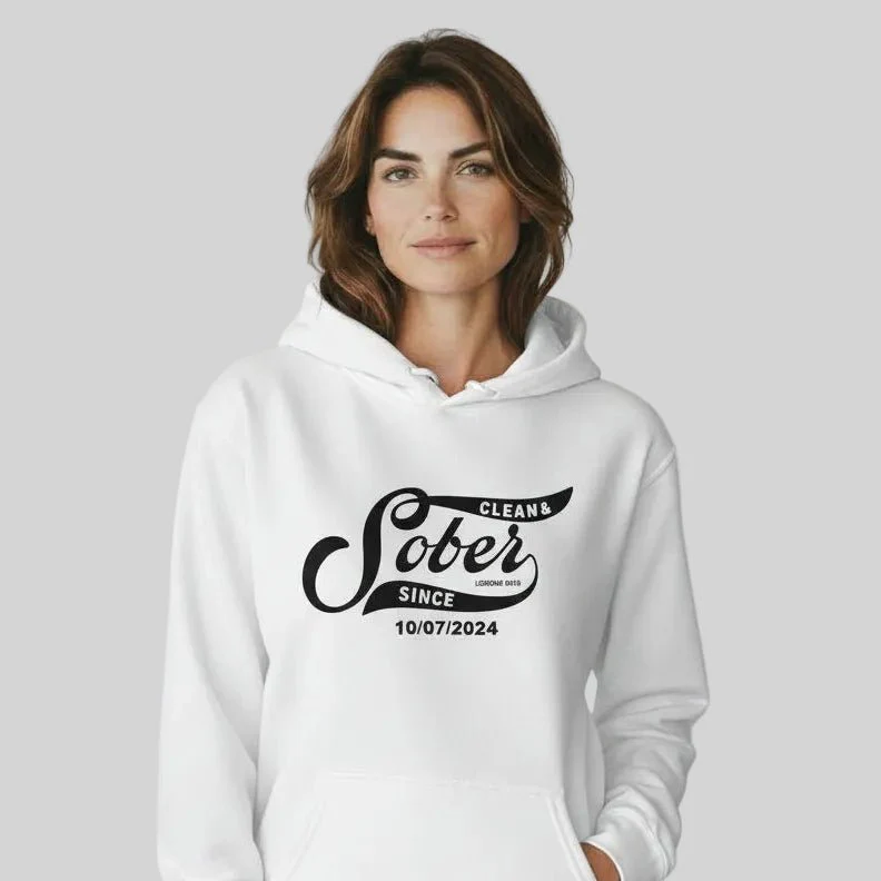 Recovery Hoodie | Women's Sober Since Hoodie with Custom Sober Date - Image 37