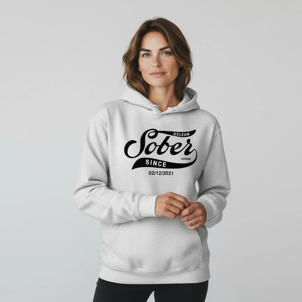 Recovery Hoodie | Women's Sober Since Hoodie with Custom Sober Date - Image 41