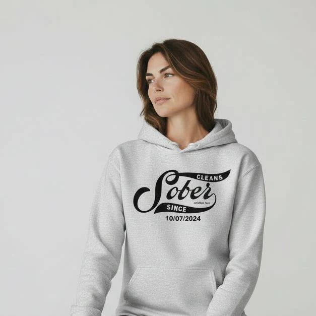 Recovery Hoodie | Women's Sober Since Hoodie with Custom Sober Date - Image 42