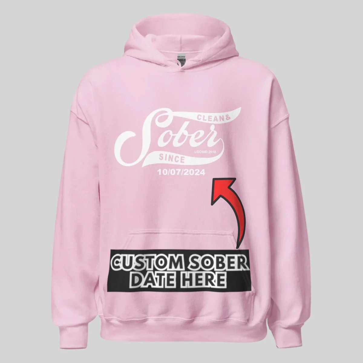 Recovery Hoodie | Women's Sober Since Hoodie with Custom Sober Date - Image 49
