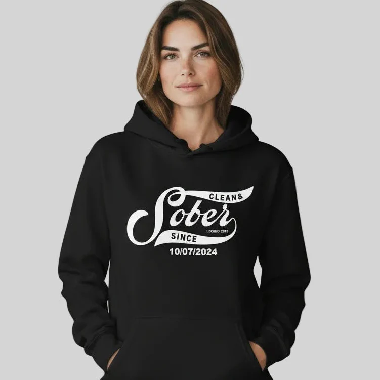 Recovery Hoodie | Women's Sober Since Hoodie with Custom Sober Date - Image 7