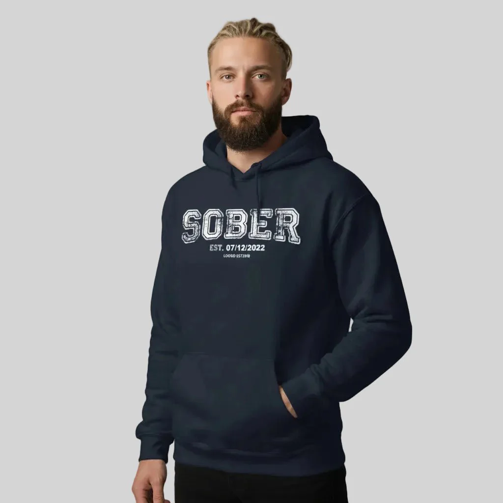 Sober Collegiate Hoodie W/ Personalize Sobriety Date - Image 10