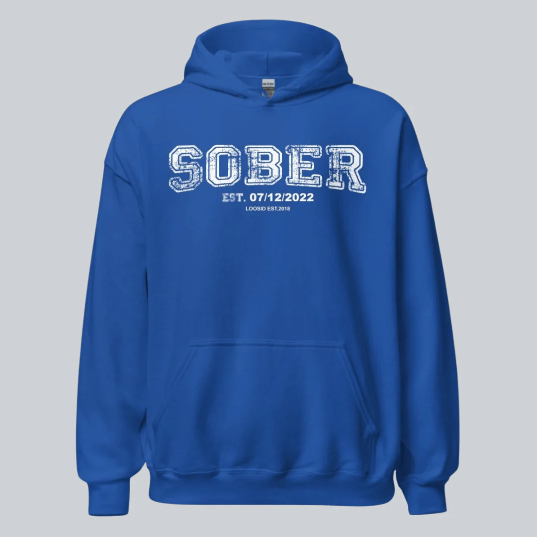 Sober Collegiate Hoodie W/ Personalize Sobriety Date - Image 11