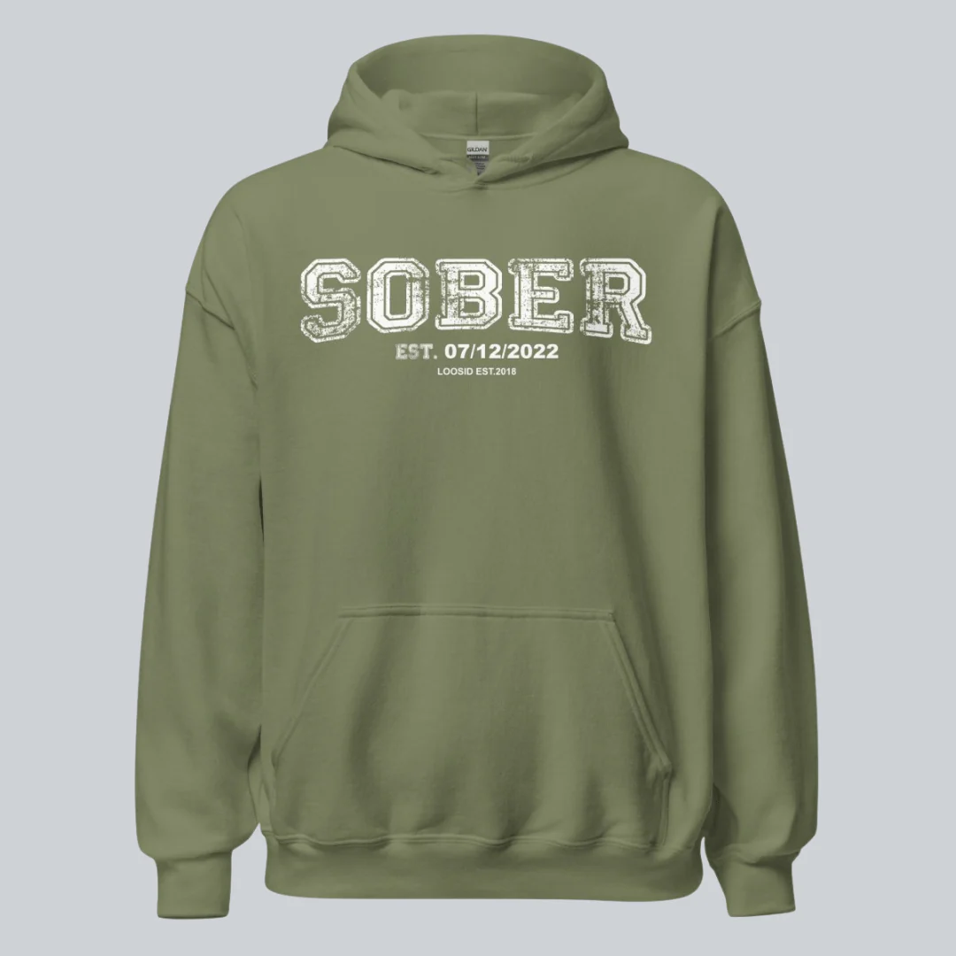 Sober Collegiate Hoodie W/ Personalize Sobriety Date - Image 15