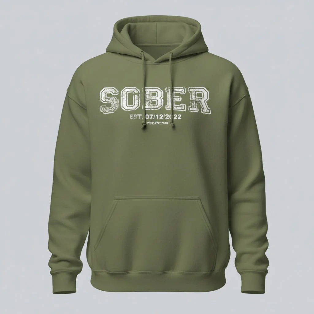 Sober Collegiate Hoodie W/ Personalize Sobriety Date - Image 16