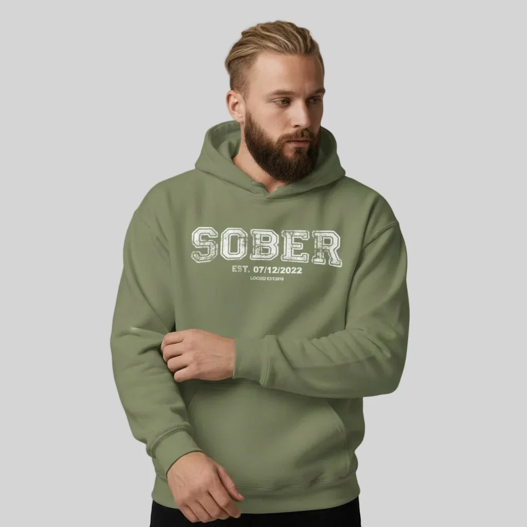 Sober Collegiate Hoodie W/ Personalize Sobriety Date - Image 17