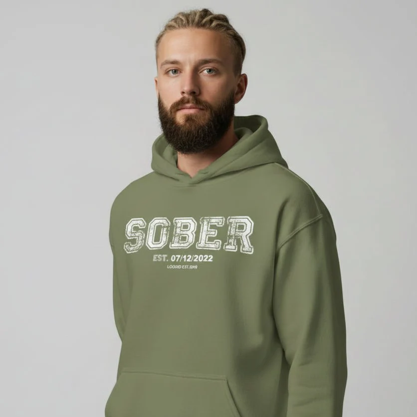 Sober Collegiate Hoodie W/ Personalize Sobriety Date - Image 18