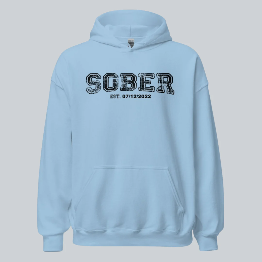 Sober Collegiate Hoodie W/ Personalize Sobriety Date - Image 19