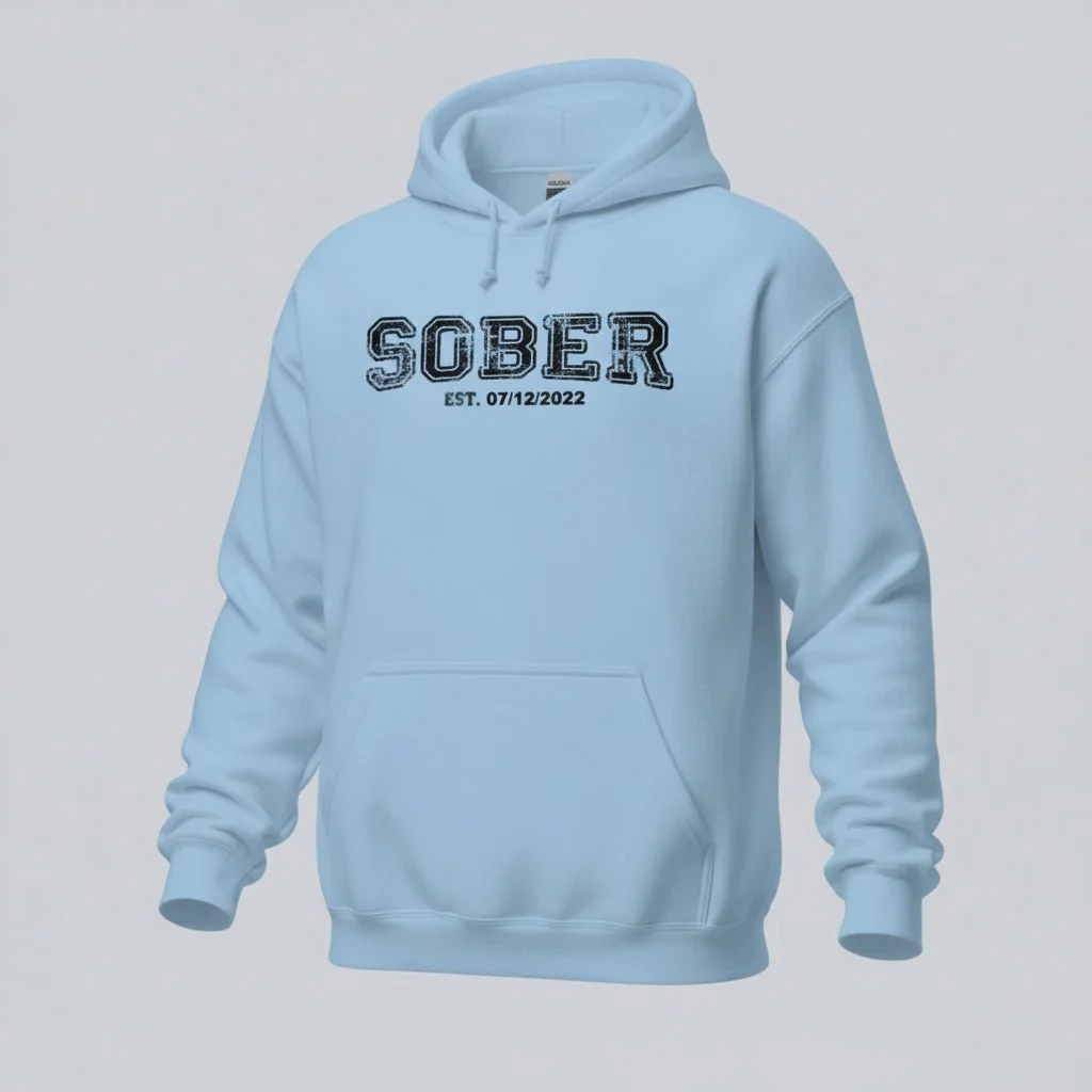 Sober Collegiate Hoodie W/ Personalize Sobriety Date - Image 20