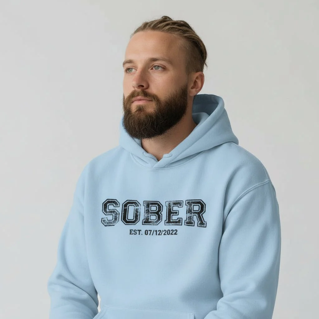 Sober Collegiate Hoodie W/ Personalize Sobriety Date - Image 21