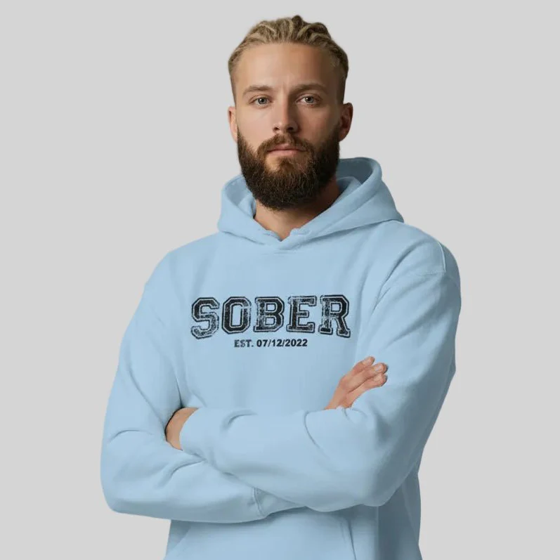 Sober Collegiate Hoodie W/ Personalize Sobriety Date - Image 22