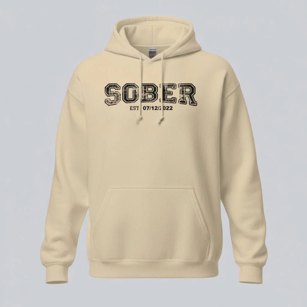 Sober Collegiate Hoodie W/ Personalize Sobriety Date - Image 24