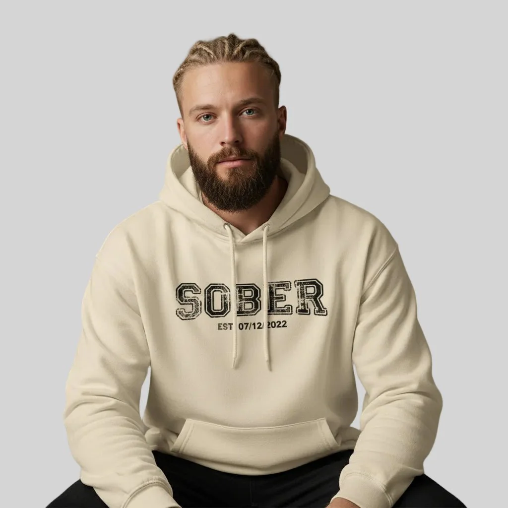 Sober Collegiate Hoodie W/ Personalize Sobriety Date - Image 25