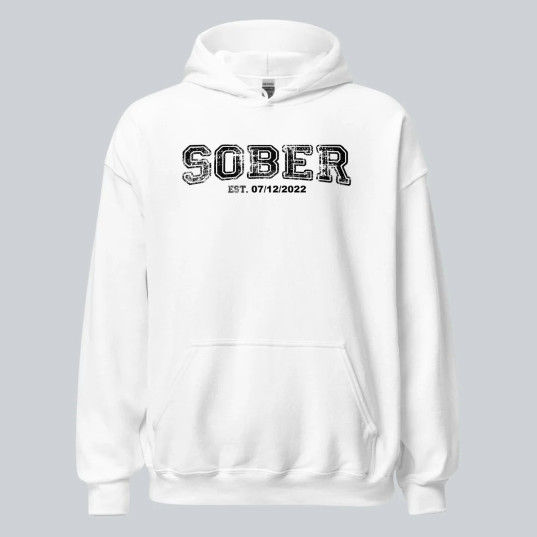 Sober Collegiate Hoodie W/ Personalize Sobriety Date - Image 27