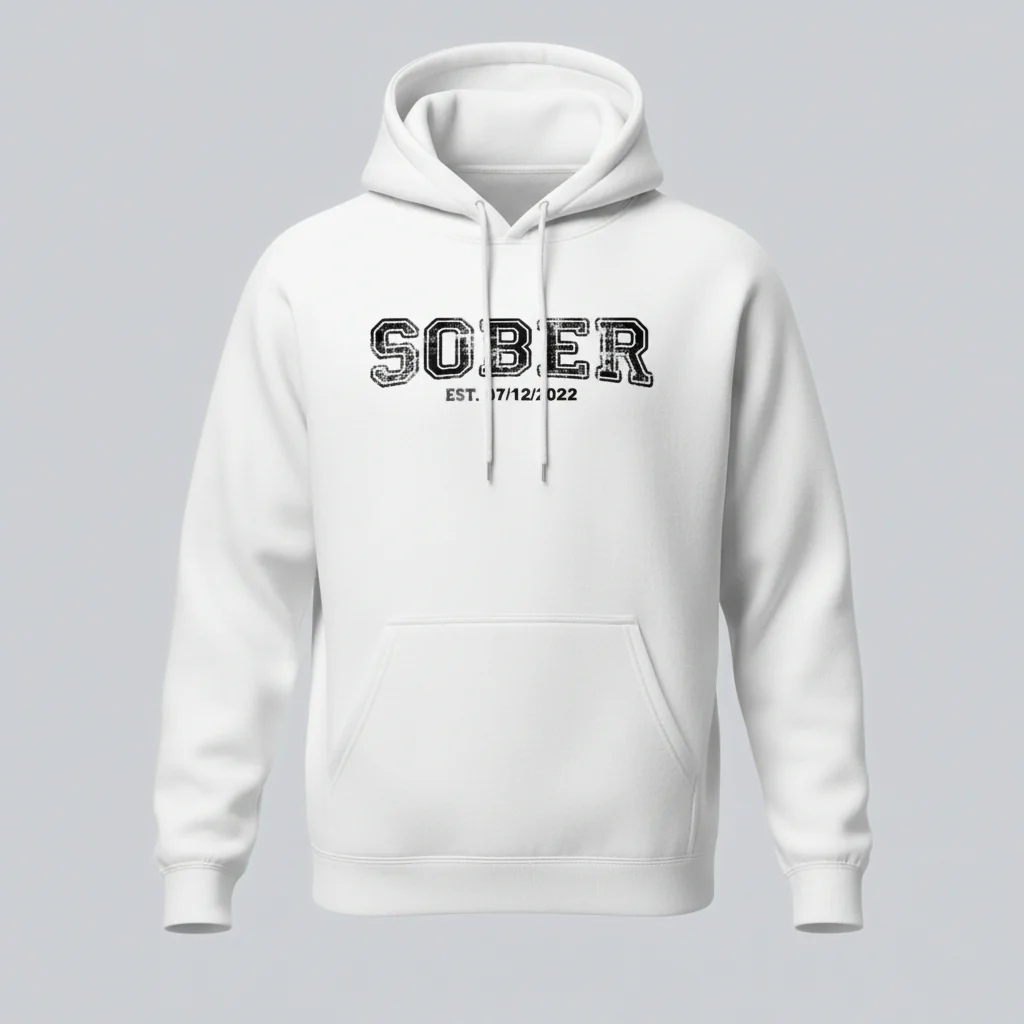 Sober Collegiate Hoodie W/ Personalize Sobriety Date - Image 28