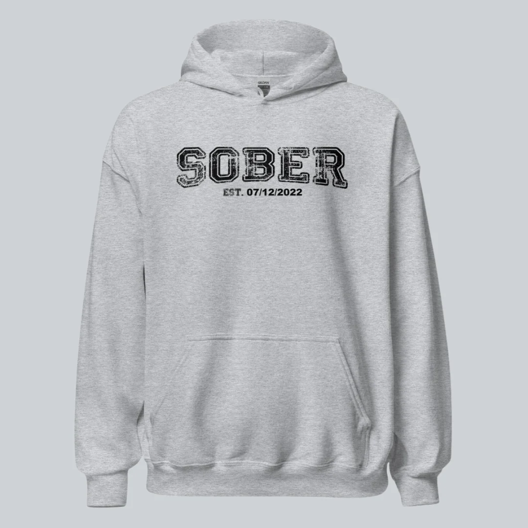 Sober Collegiate Hoodie W/ Personalize Sobriety Date - Image 31