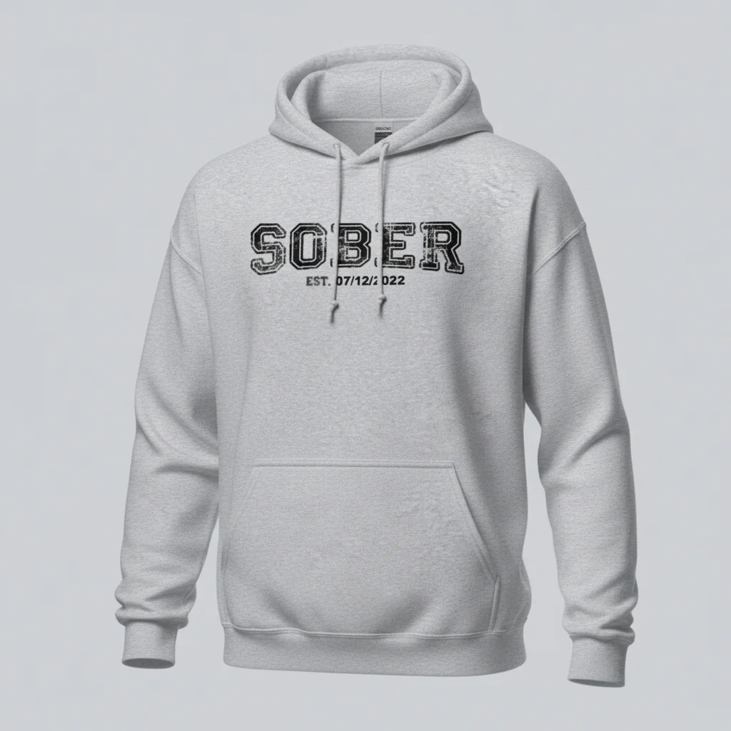 Sober Collegiate Hoodie W/ Personalize Sobriety Date - Image 32