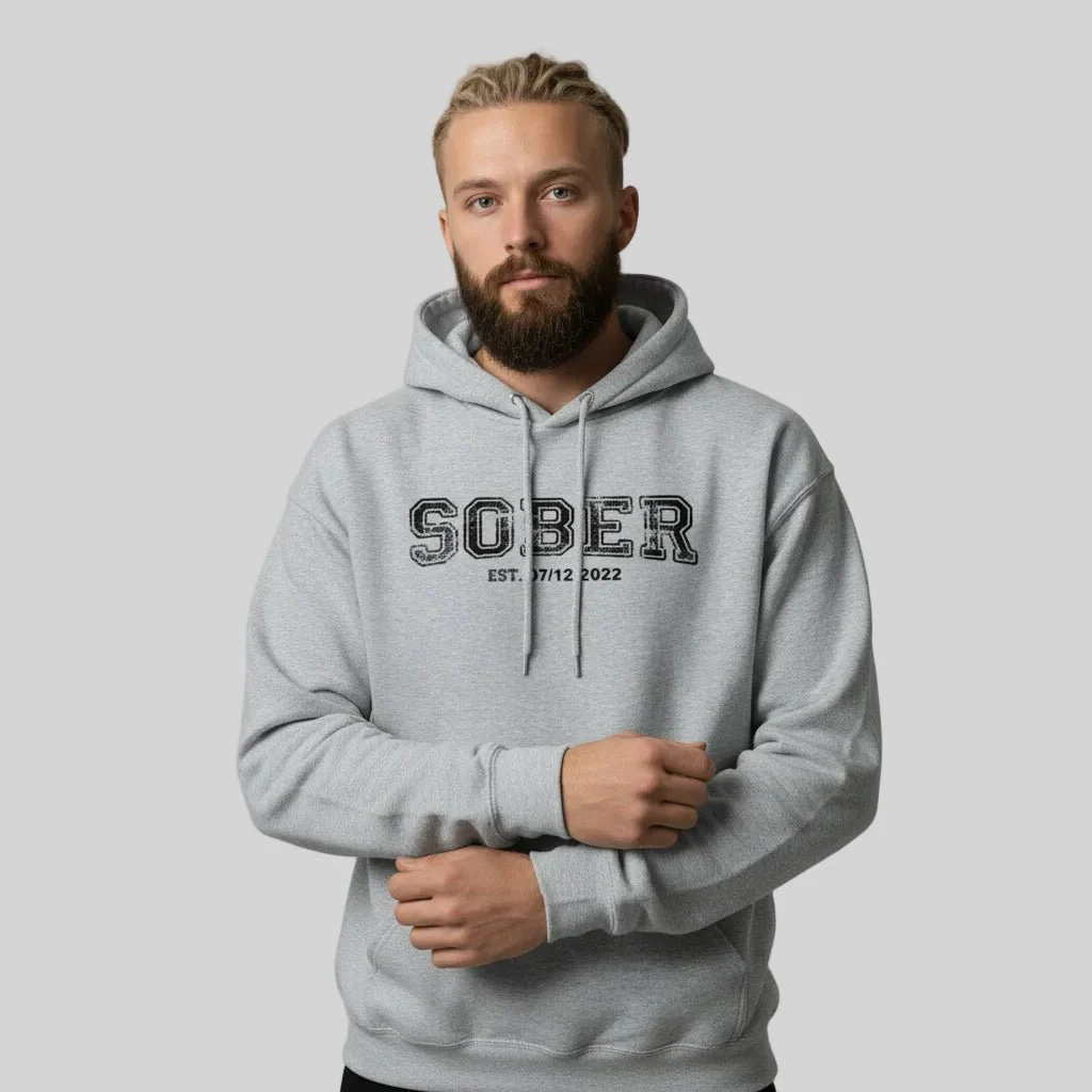 Sober Collegiate Hoodie W/ Personalize Sobriety Date - Image 34