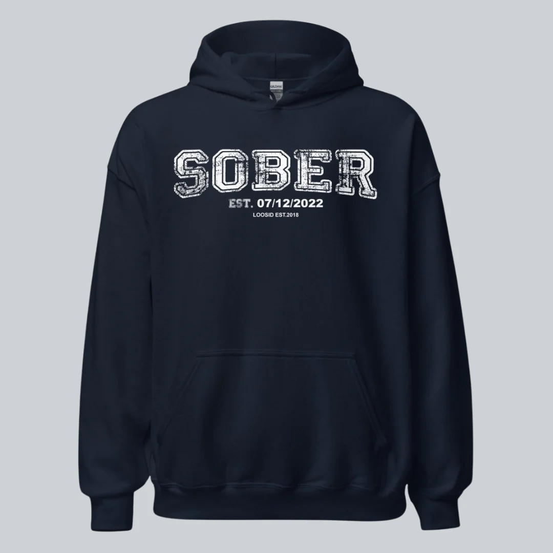 Sober Collegiate Hoodie W/ Personalize Sobriety Date - Image 7