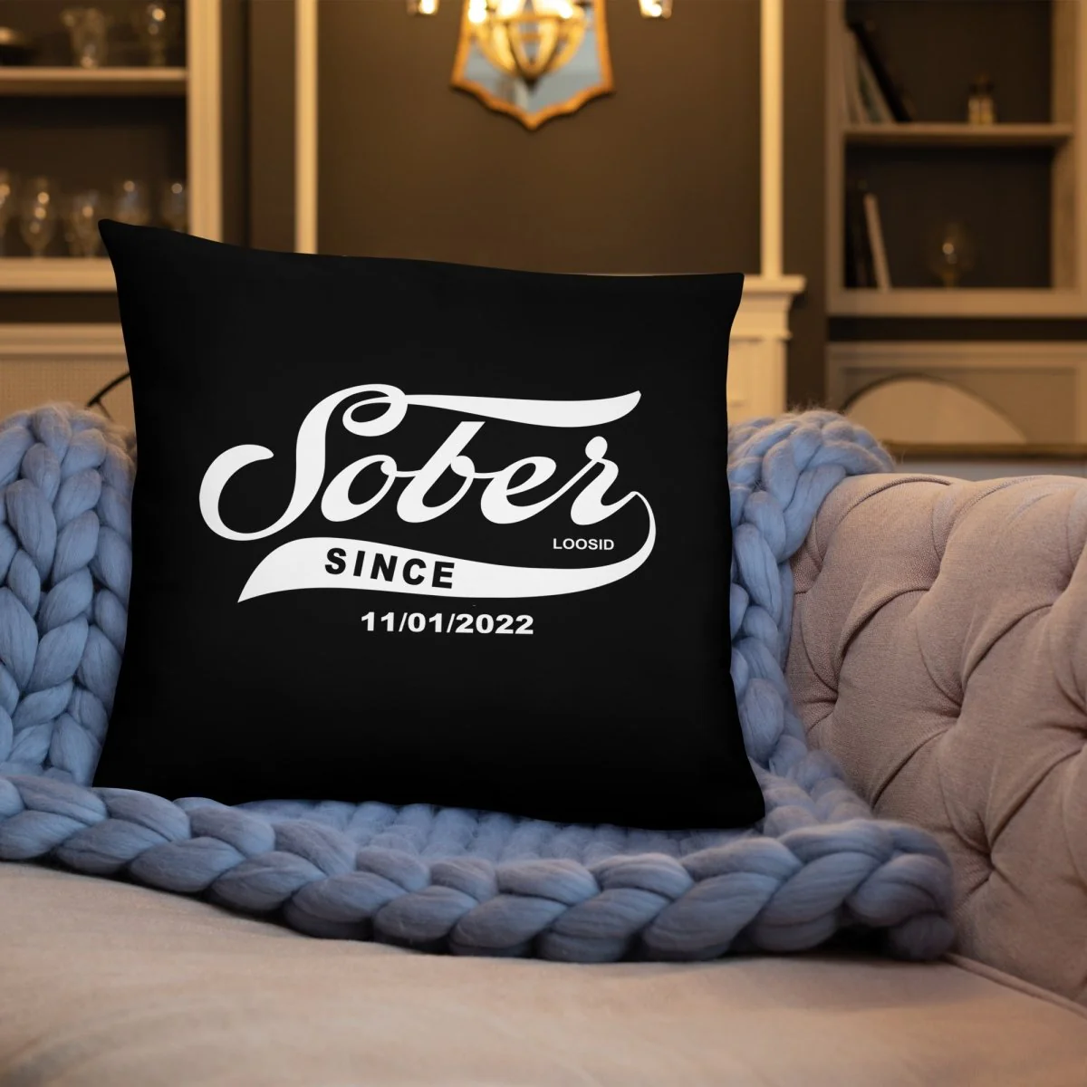 Sober Since Pillow w/ Personalized Sobriety Date - Image 11