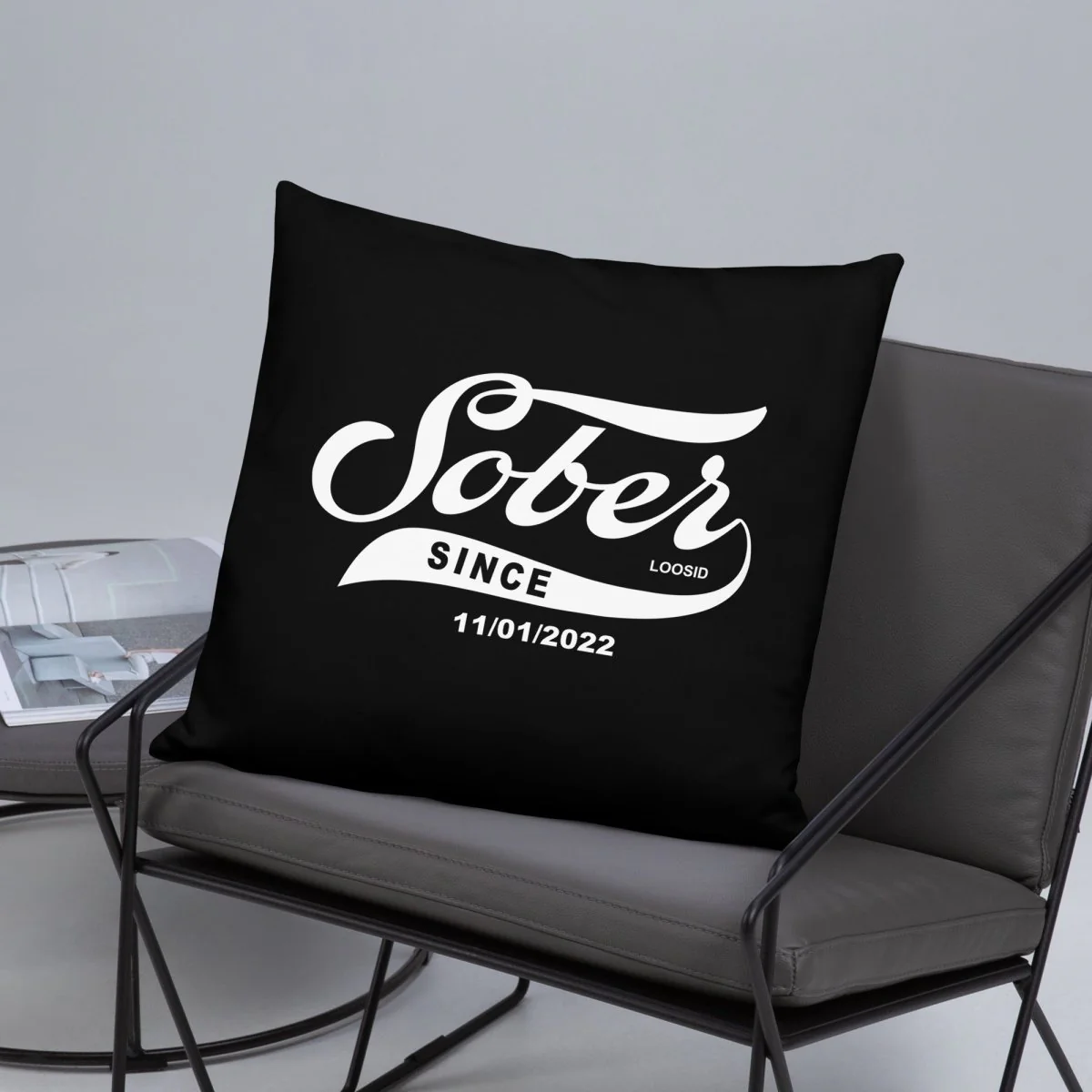 Sober Since Pillow w/ Personalized Sobriety Date - Image 4