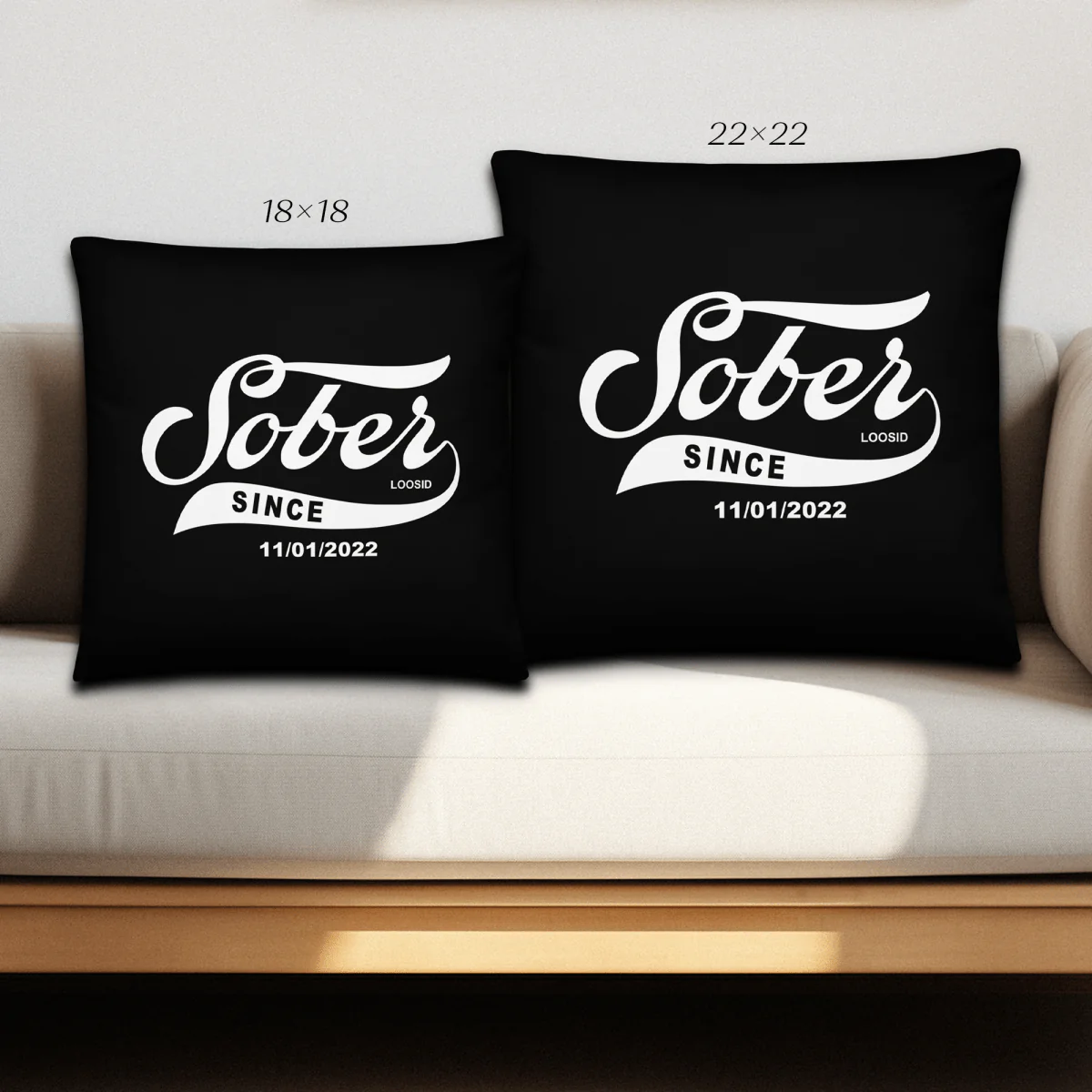 Sober Since Pillow w/ Personalized Sobriety Date - Image 5