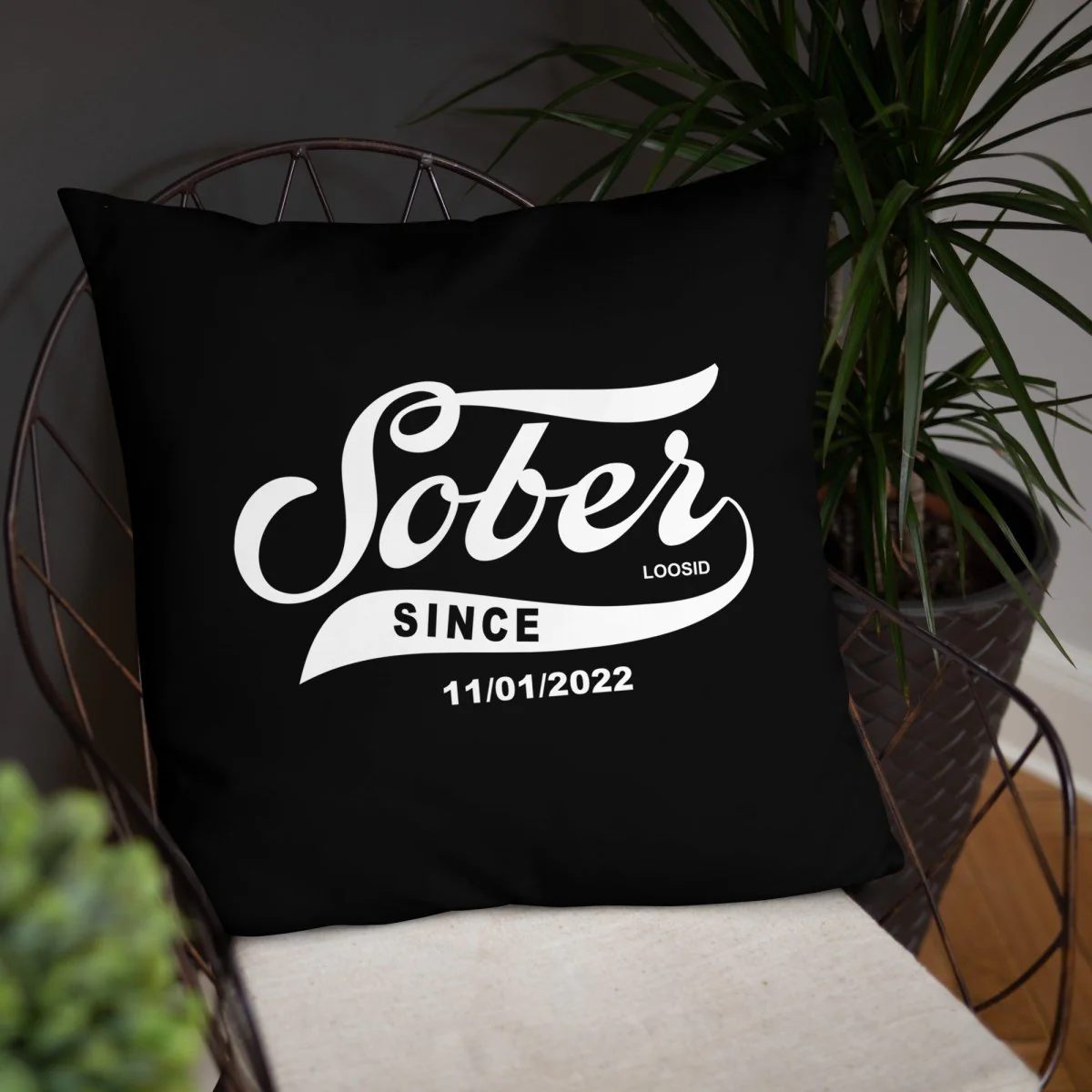 Sober Since Pillow w/ Personalized Sobriety Date - Image 7