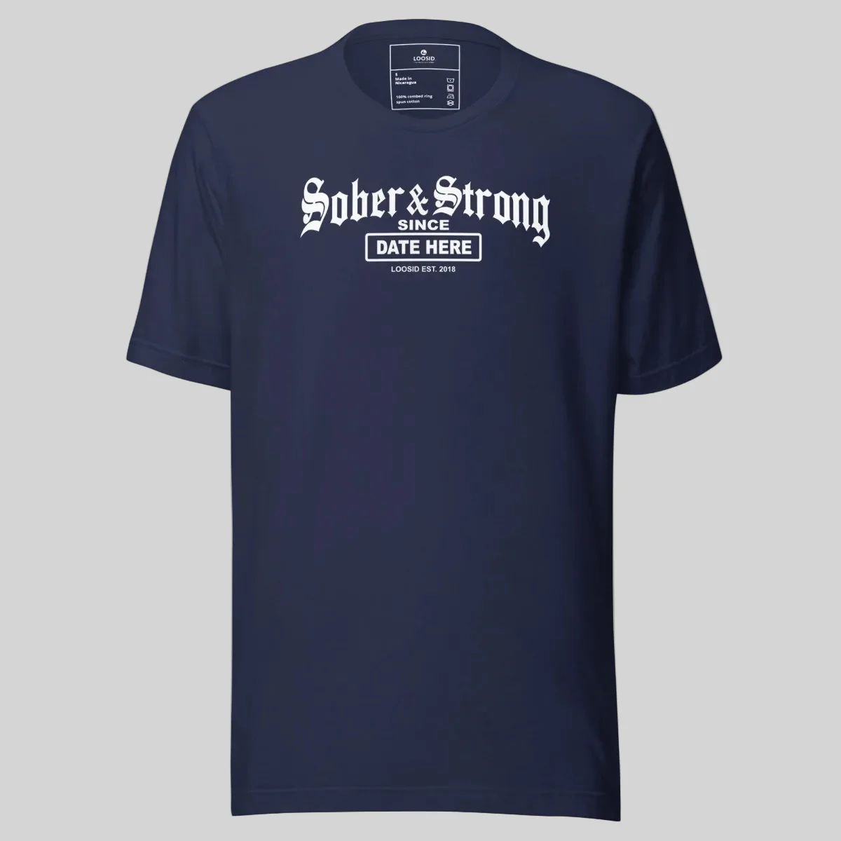 Sober T Shirt | Men’s Old School Sober & Strong Tee with Personalized Sobriety Date - Image 10