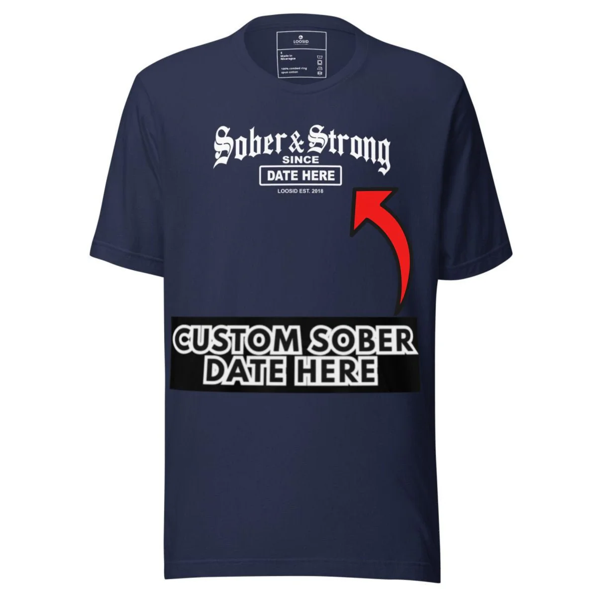 Sober T Shirt | Men’s Old School Sober & Strong Tee with Personalized Sobriety Date - Image 11