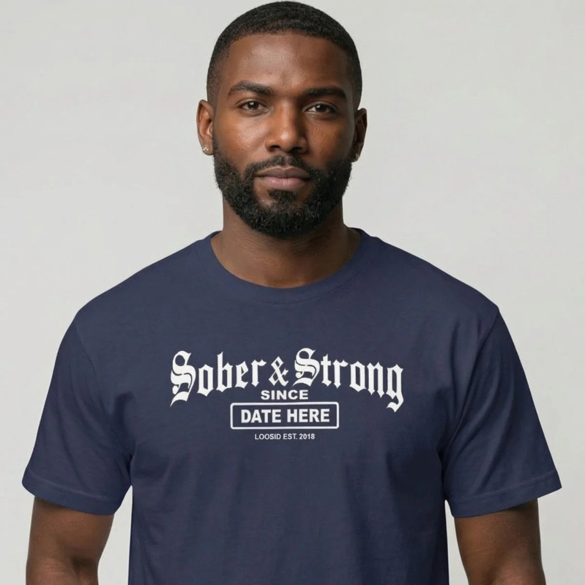 Sober T Shirt | Men’s Old School Sober & Strong Tee with Personalized Sobriety Date - Image 12