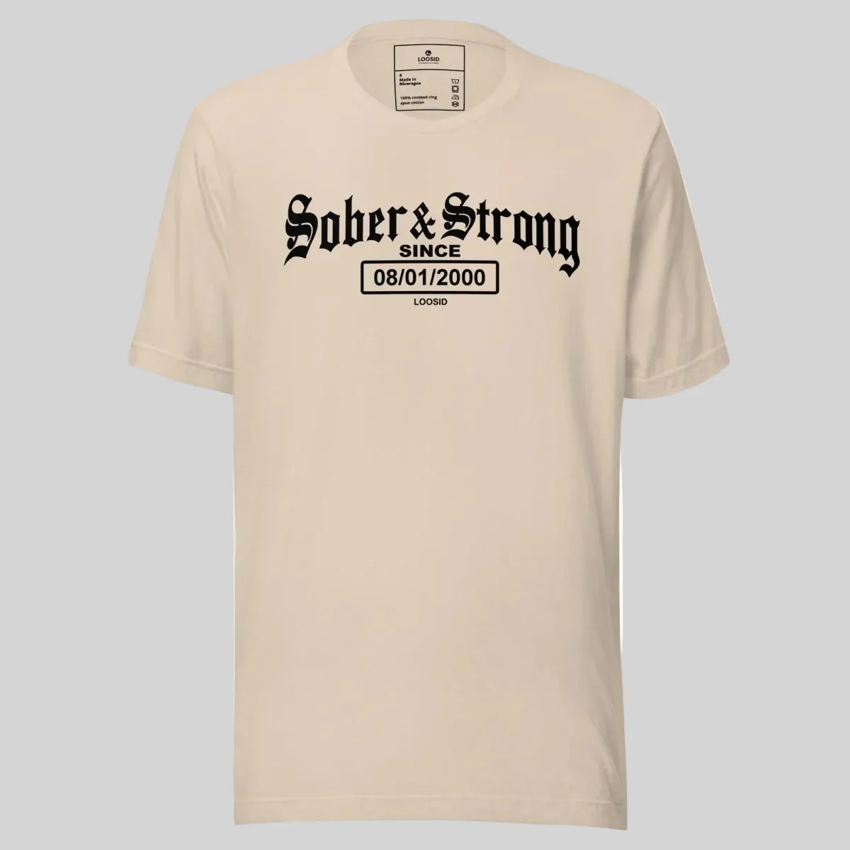 Sober T Shirt | Men’s Old School Sober & Strong Tee with Personalized Sobriety Date - Image 14