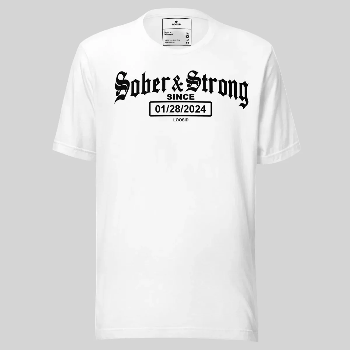 Sober T Shirt | Men’s Old School Sober & Strong Tee with Personalized Sobriety Date - Image 22
