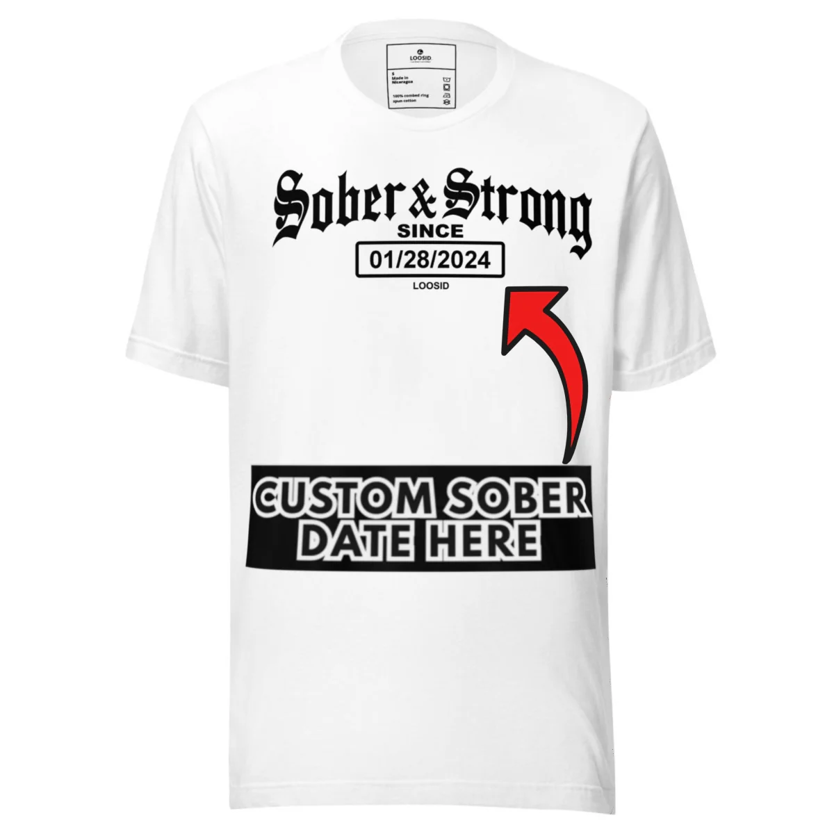 Sober T Shirt | Men’s Old School Sober & Strong Tee with Personalized Sobriety Date - Image 23