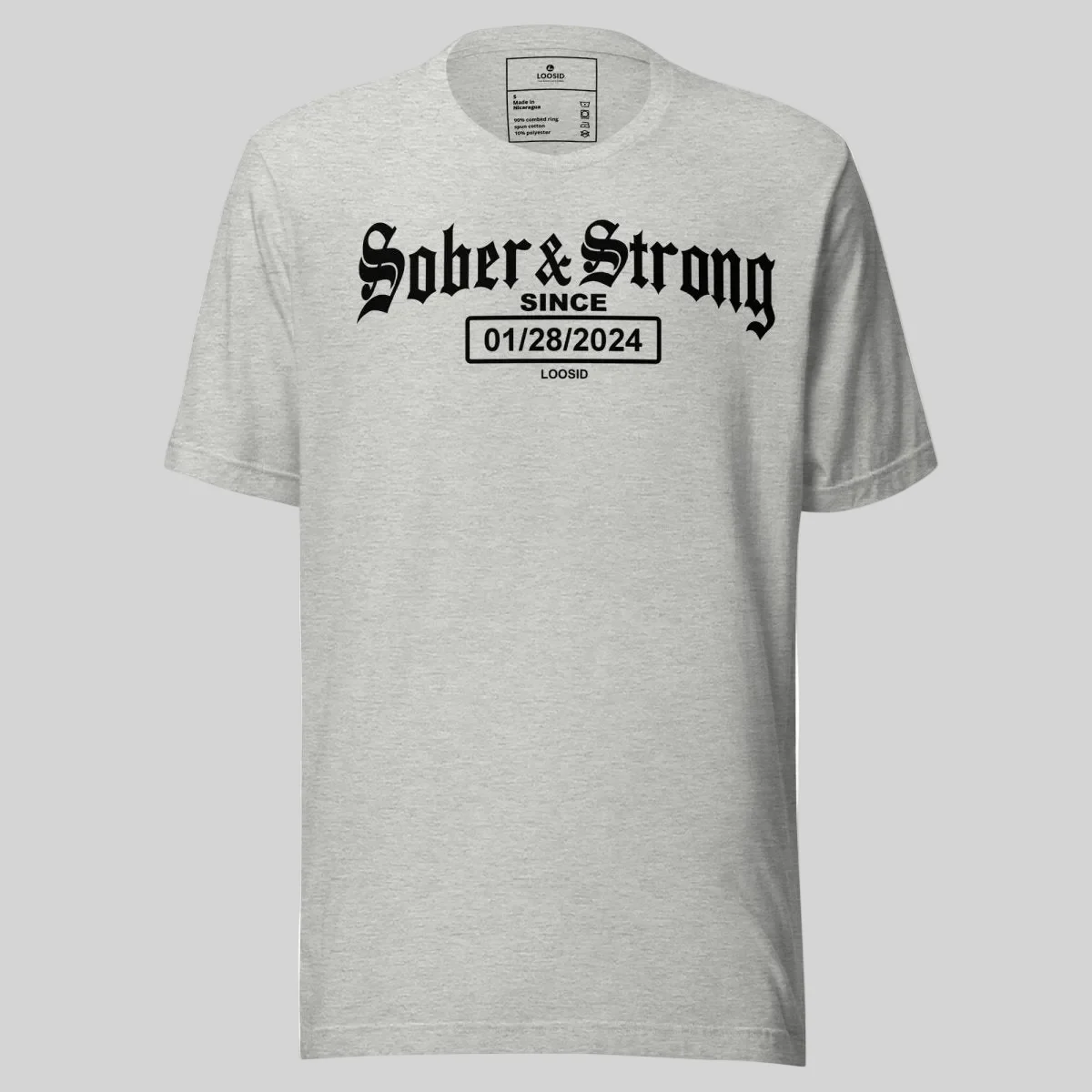 Sober T Shirt | Men’s Old School Sober & Strong Tee with Personalized Sobriety Date - Image 26