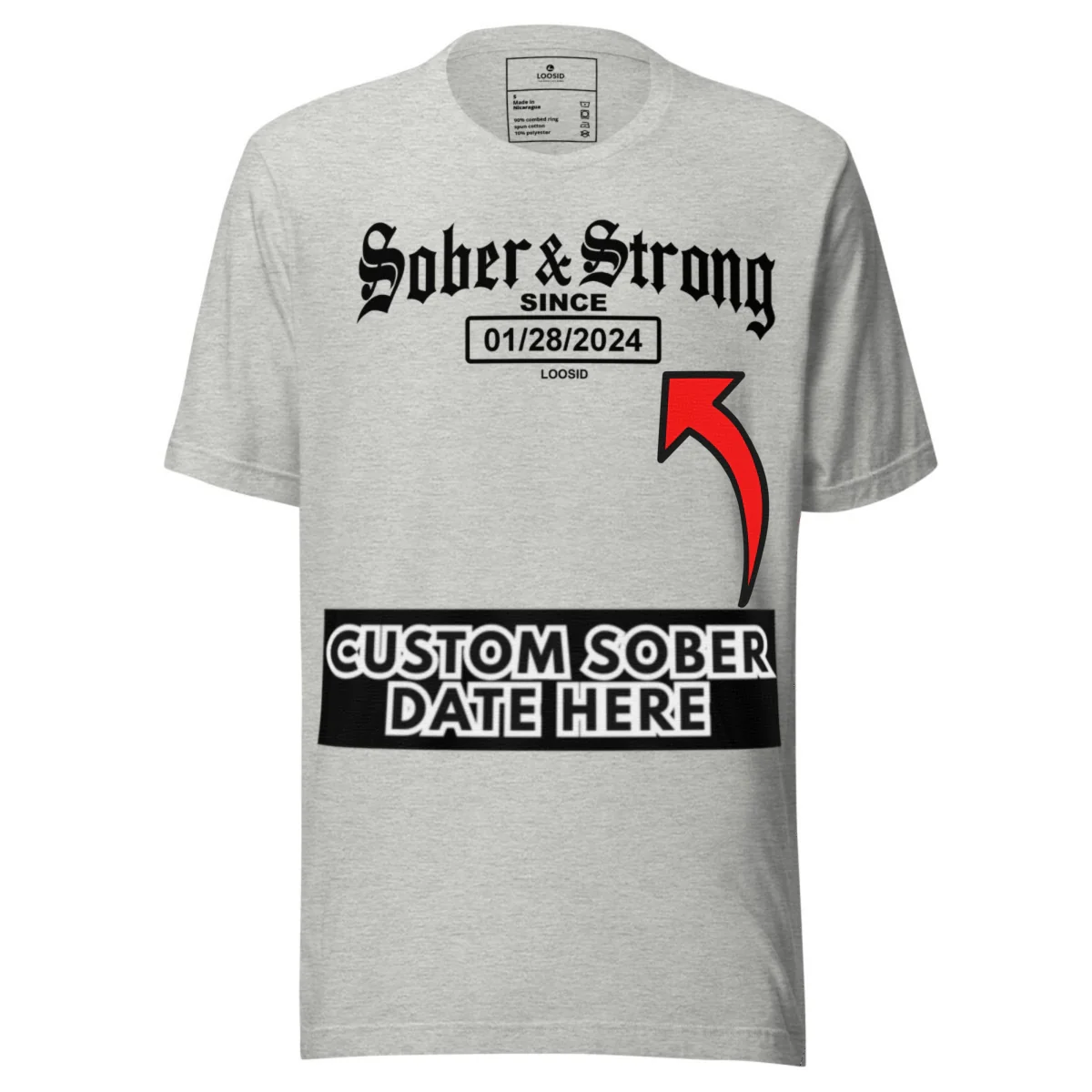 Sober T Shirt | Men’s Old School Sober & Strong Tee with Personalized Sobriety Date - Image 27