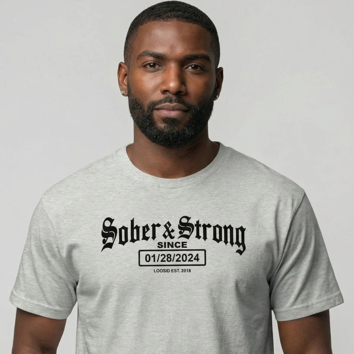 Sober T Shirt | Men’s Old School Sober & Strong Tee with Personalized Sobriety Date - Image 28