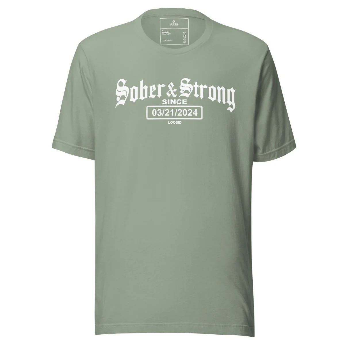 Sober T Shirt | Women’s Old School Sober & Strong Tee with Personalized Sobriety Date - Image 12